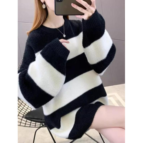 軟糯毛衣女冬加絨加厚秋冬2025新款寬松百搭中長款針織上衣打底衫 軟糯毛衣女冬加絨加厚秋冬2025新款寬松百搭中長款針織上衣打底衫