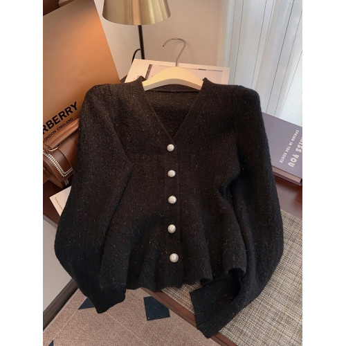 法式高級感氣質V領毛衣女秋冬季小衆設計感時尚魚尾裙擺針織開衫 法式高級感氣質V領毛衣女秋冬季小衆設計感時尚魚尾裙擺針織開衫