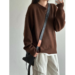 9TH羊毛亨利半開領針織衫套頭毛衣寬松灰卡其純色基礎款男女秋冬