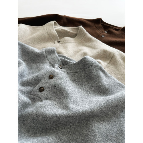 9TH羊毛亨利半開領針織衫套頭毛衣寬松灰卡其純色基礎款男女秋冬 9TH羊毛亨利半開領針織衫套頭毛衣寬松灰卡其純色基礎款男女秋冬