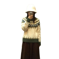 復古慵懶風費爾島毛衣女2025新款秋冬季高級感超好看內搭針織上衣