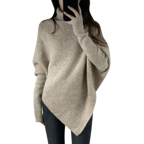 不規則高領毛衣女秋冬2025新款顯瘦高級感軟糯針織上衣韓系慵懶風 不規則高領毛衣女秋冬2025新款顯瘦高級感軟糯針織上衣韓系慵懶風