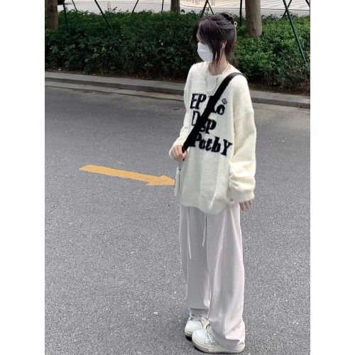 美式字母水貂絨毛衣女2025秋冬季新款加厚高街情侶針織打底衫上衣 美式字母水貂絨毛衣女2025秋冬季新款加厚高街情侶針織打底衫上衣