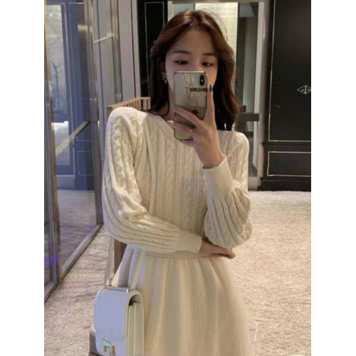 針織連衣裙女2023秋冬新款韓版收腰顯瘦加厚中款打底麻花毛衣短裙 針織連衣裙女2023秋冬新款韓版收腰顯瘦加厚中款打底麻花毛衣短裙