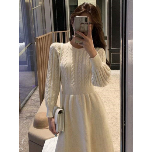 針織連衣裙女2023秋冬新款韓版收腰顯瘦加厚中款打底麻花毛衣短裙 針織連衣裙女2023秋冬新款韓版收腰顯瘦加厚中款打底麻花毛衣短裙