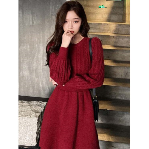 針織連衣裙女2023秋冬新款韓版收腰顯瘦加厚中款打底麻花毛衣短裙 針織連衣裙女2023秋冬新款韓版收腰顯瘦加厚中款打底麻花毛衣短裙
