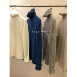 G級調性！穩穩的時髦感 100%純羊毛坑條高領打底針織毛衣女2025冬