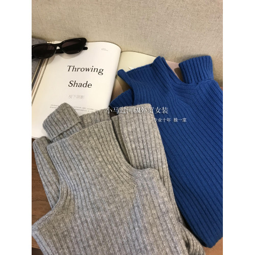 G級調性！穩穩的時髦感 100%純羊毛坑條高領打底針織毛衣女2025冬