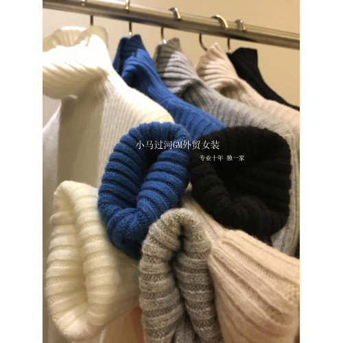 G級調性！穩穩的時髦感 100%純羊毛坑條高領打底針織毛衣女2025冬