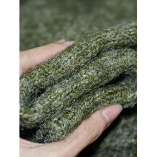 歐貨羊絨混紡軟糯綠色圓領厚毛衣女秋冬外穿寬松高品質套頭羊毛衫