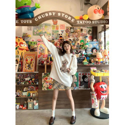 奶fufu可愛小狗白色毛衣女秋冬2025新款寬松慵懶風軟糯針織衫上衣