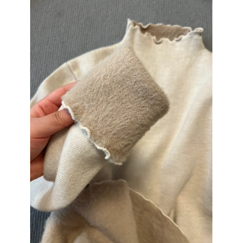 氣質半高領一體絨加厚打底衫女秋冬季木耳邊內搭保暖上衣針織毛衣 氣質半高領一體絨加厚打底衫女秋冬季木耳邊內搭保暖上衣針織毛衣