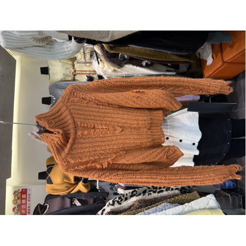 韓國東大門破洞流蘇秋冬針織羊駝毛寬松保暖高領毛衣外套女