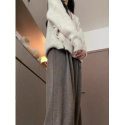 奶fufu慵懶軟糯馬海毛毛衣外套女秋季設計感小衆別致開叉針織上衣