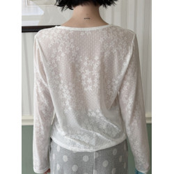 巨好看韓國東大門日系Y2K風格透視五角星蕾絲星星網紗長袖T恤打底