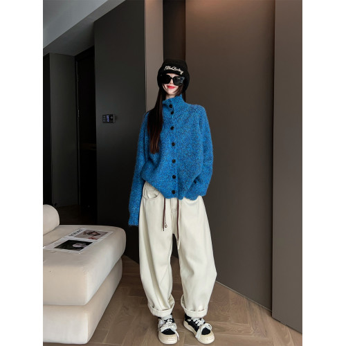 MRS SHAO簡約高領毛衣開衫外套女秋冬2025新款慵嬾松弛感毛線衣潮