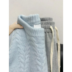 日系復古麻花軟糯圓領毛衣女秋冬2024新款慵懶寬松外穿百搭打底衫