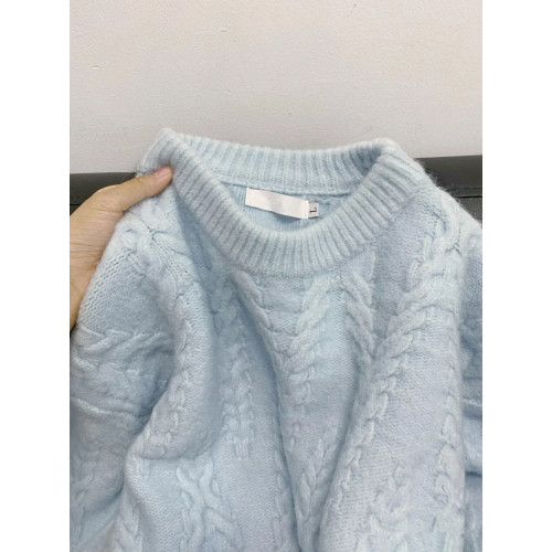 日系復古麻花軟糯圓領毛衣女秋冬2024新款慵懶寬松外穿百搭打底衫