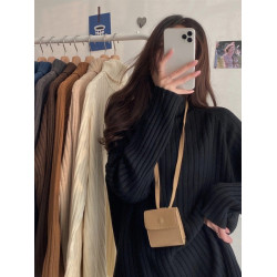 大碼高領毛衣女秋季加厚胖mm寬松慵懶風中長款內搭針織打底衫上衣