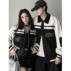 高級感春秋季美式潮牌棒球服外套女新款情侶小衆一長一短夾克上衣