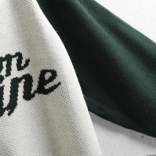 567拼色毛衣 秋冬大碼拼色字母顯瘦百搭懶庸加大碼外搭針織毛線衣