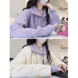 香芋紫麻花拉鍊半高領毛衣外套女2025新款冬季穿搭加厚多巴胺上衣