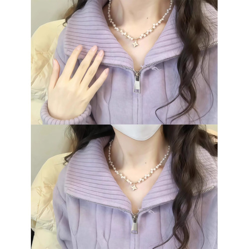 香芋紫麻花拉鍊半高領毛衣外套女2025新款冬季穿搭加厚多巴胺上衣