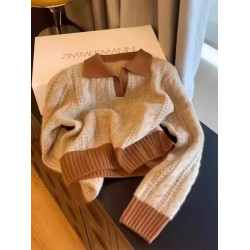 秋冬季新款女裝咖色針織polo領小香風上衣今年流行漂亮慵懶風毛衣