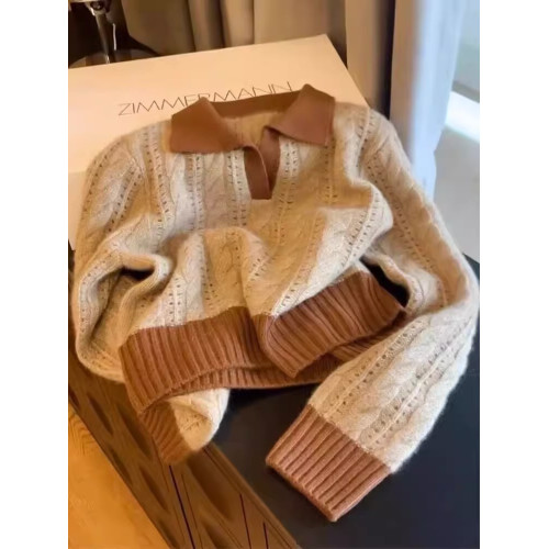 秋冬季新款女裝咖色針織polo領小香風上衣今年流行漂亮慵懶風毛衣 秋冬季新款女裝咖色針織polo領小香風上衣今年流行漂亮慵懶風毛衣