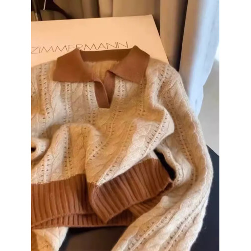 秋冬季新款女裝咖色針織polo領小香風上衣今年流行漂亮慵懶風毛衣 秋冬季新款女裝咖色針織polo領小香風上衣今年流行漂亮慵懶風毛衣