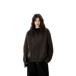 AFOEOT美式復古老錢風POLO領毛衣男女cleanfit高級感寬松針織衫潮