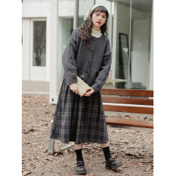 【苗陌】秋冬復古溫柔森系少女圓領針織毛衣開衫保暖軟糯外套2025