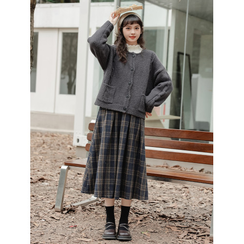 【苗陌】秋冬復古溫柔森系少女圓領針織毛衣開衫保暖軟糯外套2025