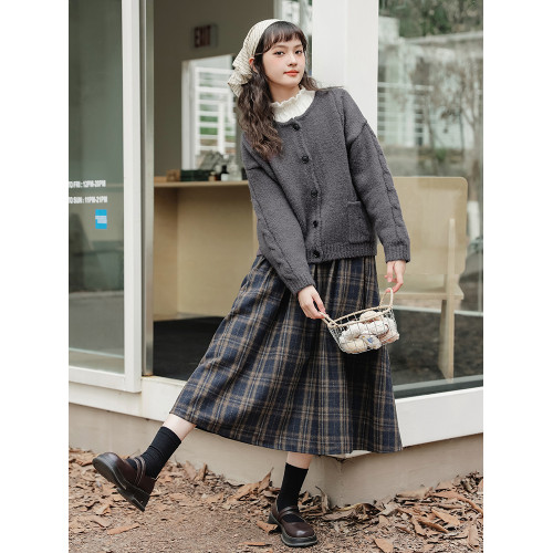 【苗陌】秋冬復古溫柔森系少女圓領針織毛衣開衫保暖軟糯外套2025