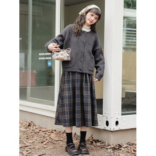 【苗陌】秋冬復古溫柔森系少女圓領針織毛衣開衫保暖軟糯外套2025