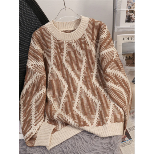 紅色菱格過年毛衣女秋冬外穿加厚設計感小衆慵懶風日系復古高級感 紅色菱格過年毛衣女秋冬外穿加厚設計感小衆慵懶風日系復古高級感