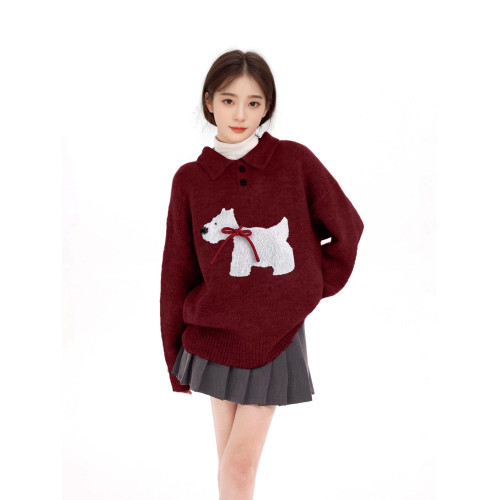 灰色polo領翻領套頭針織毛衣女秋冬季內搭加厚寬松慵懶風外穿上衣 灰色polo領翻領套頭針織毛衣女秋冬季內搭加厚寬松慵懶風外穿上衣