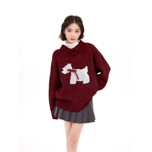 灰色polo領翻領套頭針織毛衣女秋冬季內搭加厚寬松慵懶風外穿上衣 灰色polo領翻領套頭針織毛衣女秋冬季內搭加厚寬松慵懶風外穿上衣