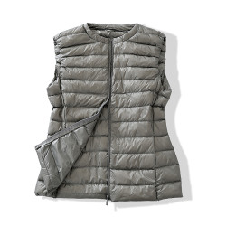 2025秋冬新款輕薄款無領羽絨馬甲女背心坎肩韓版短款保暖外套