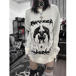 溼體WETBODY 原創小衆暗黑寬松套頭毛衣白色中性秋冬街頭上衣