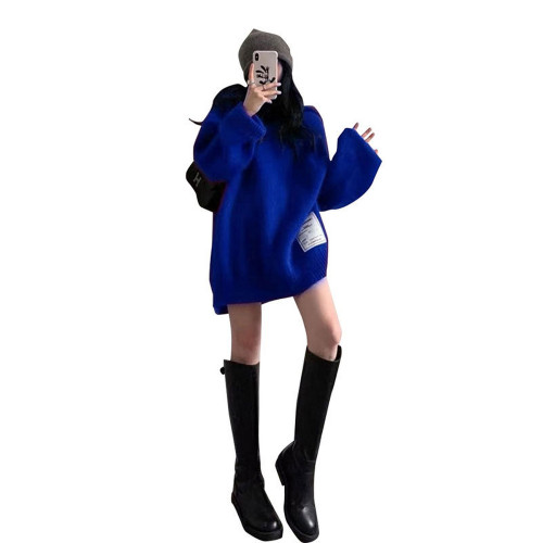 中長款寬松慵懶風聖誕紅色連帽毛衣女秋冬季2025新款打底針織上衣