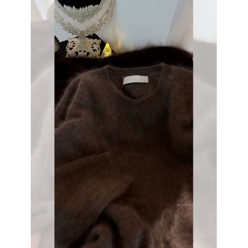 今年流行漂亮覆古軟糯慵懶風寬松奶fufu時尚洋氣絕美茶褐色毛衣秋