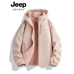 JEEP軟殼沖鋒衣女2025年新款春秋情侶小個子加絨防風防水連帽外套