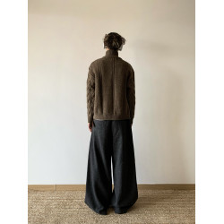 白菜coke美式純色麻花開衫毛衣男女冬季慵懶風上衣設計感針織外套