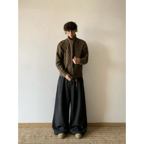 白菜coke美式純色麻花開衫毛衣男女冬季慵懶風上衣設計感針織外套 白菜coke美式純色麻花開衫毛衣男女冬季慵懶風上衣設計感針織外套