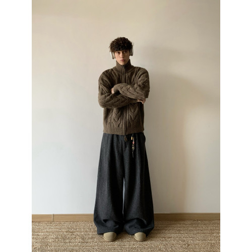 白菜coke美式純色麻花開衫毛衣男女冬季慵懶風上衣設計感針織外套 白菜coke美式純色麻花開衫毛衣男女冬季慵懶風上衣設計感針織外套