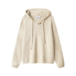 XinmonLee慵懶風連帽寬松毛衣軟糯套頭休閒寬松氣質簡約百搭帽衫