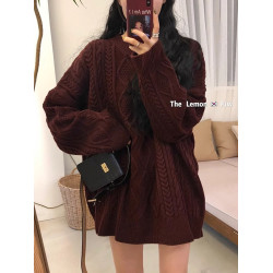 歐貨中長款麻花重工毛衣女外穿2025冬季設計感加厚針織衫慵懶上衣