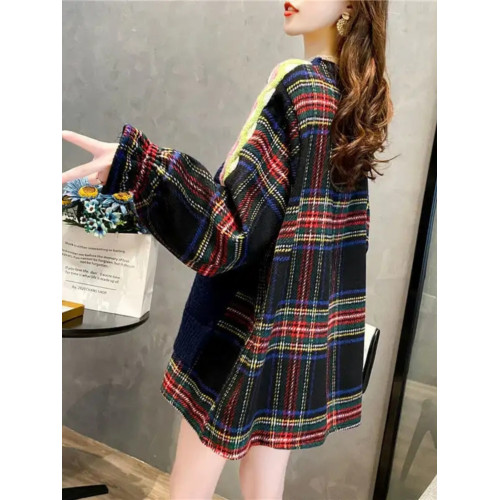 歐洲站2025秋冬新款韓版寬松套頭麻花針織上衣撞色假兩件毛衣女潮 歐洲站2025秋冬新款韓版寬松套頭麻花針織上衣撞色假兩件毛衣女潮