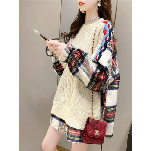 歐洲站2025秋冬新款韓版寬松套頭麻花針織上衣撞色假兩件毛衣女潮 歐洲站2025秋冬新款韓版寬松套頭麻花針織上衣撞色假兩件毛衣女潮